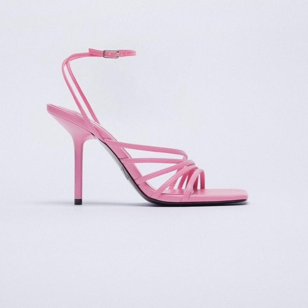 ZARA PINK 2.5 INCH HIGH HEELS STRAPPY SIZE 37/US 6.5